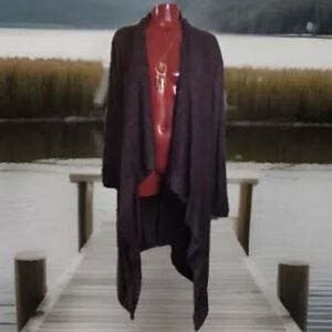 ROUGE COLLECTION PLUS SIZE 2X -  MARL SUPER SOFT CARDIGAN SWEATER DRAPE FRONT